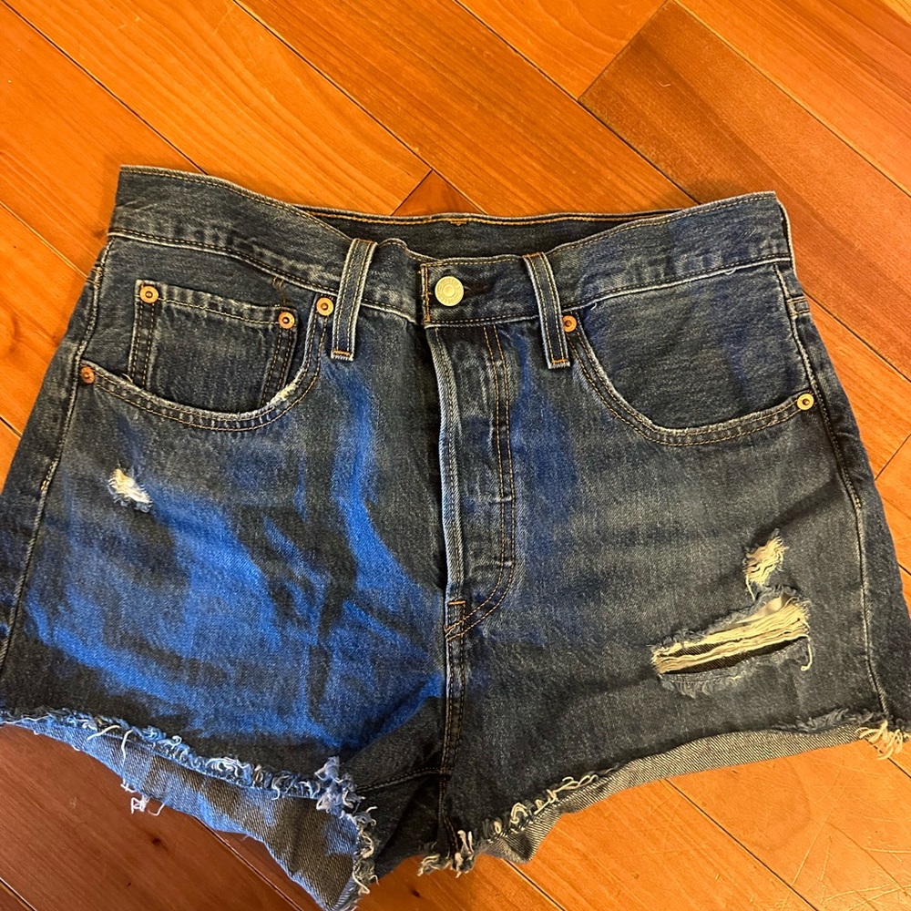 Levi's 501 Blue Jean Shorts Distressed Cut-Off Style